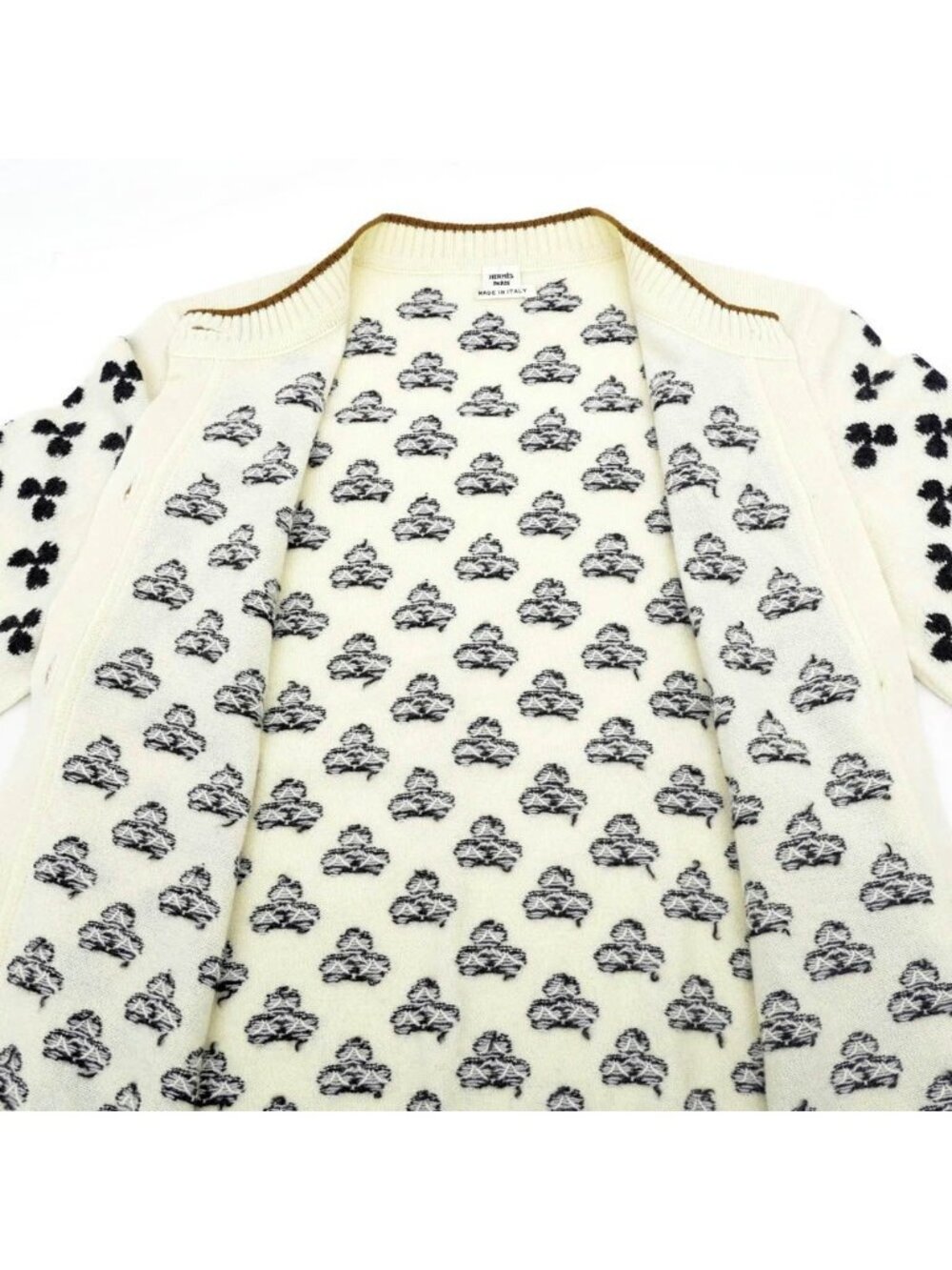 Hermes Clover Cardigan Ivory 36 Cashmere Knit Long Sleeve - Picture 9 of 10